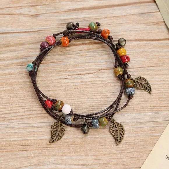 Layered Boho Leaf Bracelet (New) - Picture 1 of 6